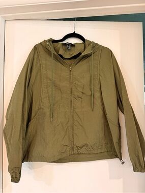 Forever 21 Olive Green Hooded Utility Jacket